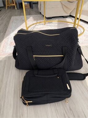 BAGSMART Black Duffle Bag 37L Large Carry On Weekender Overnight & Toiletry Bag